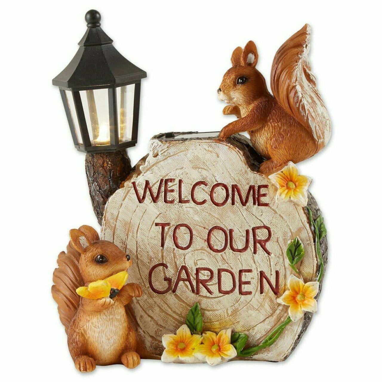 Accent Plus Home Decorative Solar Welcome To Our Garden With Squirrels